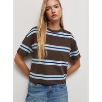New Look Womens Premium Boxy Striped T-Shirt - Brown