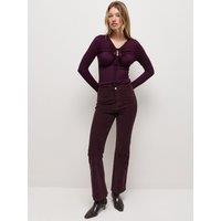 New Look Dark Burgundy Cotton Corduroy Bootcut Trousers