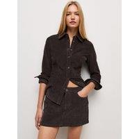 New Look Womens Micro Corduroy Stretch Mini Skirt - Brown