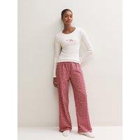 New Look Womens Sunday Club Embroidered Cotton Rich Pyjama Set - Red