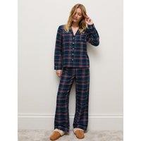 New Look Womens Cotton Rich Check Revere Collar Pyjama Set - Green