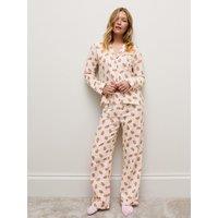 New Look Womens Gingerbread Revere Button-Through Pyjama Set - Cream