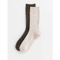 New Look Womens 2 Pack Ribbed Cardigan Ankle Socks - Brown