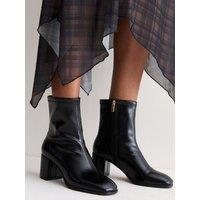 New Look Womens Sock-Style Block Heel Side Zip Ankle Boots - Black