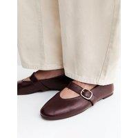 New Look Womens Joe High Vamp Mary Jane Flats - Brown
