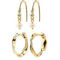 Pilgrim Morin - Waterproof Earrings 2-In-1 Set, Gold-Plated