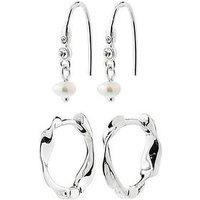 Pilgrim Morin - Waterproof Earrings 2-In-1 Set, Silver-Plated