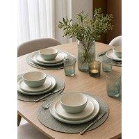 Waterside 12Pc Green Two Tone Dinner Set