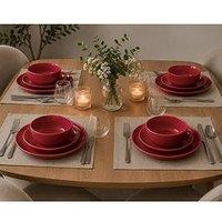 Waterside 12Pc Red Lipped Dinner Set