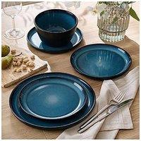 Waterside 12Pc Reactive Blue Lip Dinner Set