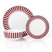 Waterside 12Pc Burgundy Stripe Dinner Set