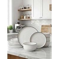 Waterside 12Pc Black Rim Stacking Dinner Set