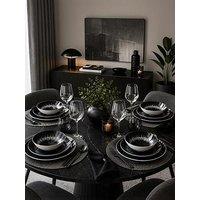 Waterside 12Pc Black Star Two Tone Dinner Set