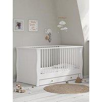 Little Acorns Celeste Cot Bed - White Inc. Brushed Gold Knobs