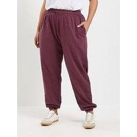 Yours Curve Cuffed Jogger - Burgundy