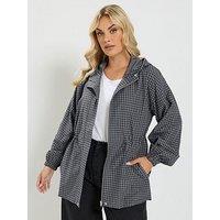 Yours Curve Gingham Drawcord Jacket - Grey