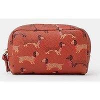 Accessorize Sausage Dog Print Makeup Bag With Zip Closure - Orange