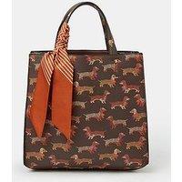 Accessorize Sausage Dog Print Structured Handheld Tote Bag - Brown