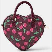 Accessorize Cherry Print Heart Crossbody Bag - Red