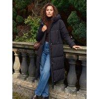 Threadbare Womens Petite Showerproof Maxi Hooded Puffer Coat - Black