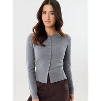 Threadbare Womens Sweatshirt Neck Compact Knitted Cardigan - Grey