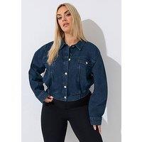 Yours Curve Elasticated Hem Jacket - Blue