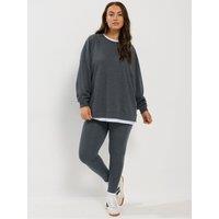 Yours Womens Curve Long Sleeve Blouse Legging Set - Grey