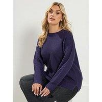 Yours Curve Essential Crew Neck Jumper - Purple