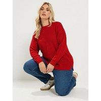 Yours Curve Essential Crew Neck Jumper - Red