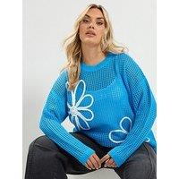 Yours Curve Cornelle Floral Jumper - Blue