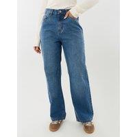 Threadbare Petite Straight Leg Jeans In Mid Wash