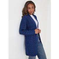 Threadbare Cable Knit Open Cardigan In Navy