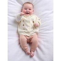 Mamas & Papas Baby Girls 2 Piece Embroidered Knitted Cardigan & Leggings Set - Pink
