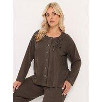 Yours Curve Soft Touch Embroidered Cardigan - Brown