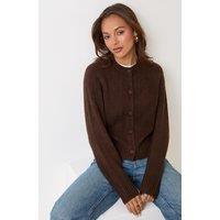 Threadbare Relaxed Fit Knitted Cardigan In Brown