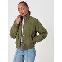Threadbare Womens Quilted Funnel Neck Bomber Jacket - Khaki