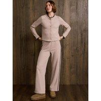 Threadbare Womens Contrast Stripe Wide Leg & Cardigan Set - Cream