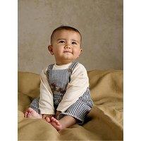 Mamas & Papas Baby Boys 2 Piece Stripe Dungarees & Long Sleeve Top Set - Blue