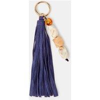 Accessorize Suede Tassel Bag Charm With Bead Detail - Blue