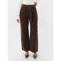 Threadbare High Waisted Cargo Jeans With Belt In Chocolate Brown