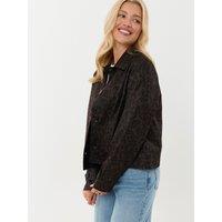 Threadbare Womens Cropped Collared Leopard Print Trench Coat - Brown