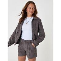 Threadbare Womens Collared Zip-Through Utility Bomber Jacket - Grey