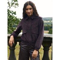 Threadbare Womens Collared Popper Front Faux Suede Bomber Jacket - Brown