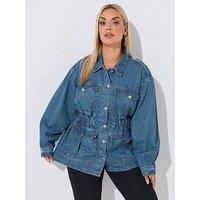 Yours Curve Elasticated Hem Jacket - Blue