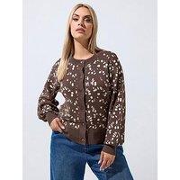 Yours Curve Balloon Sleeve Cardigan - Brown