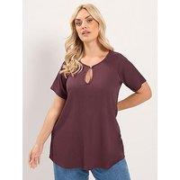 Yours Curve Button Keyhole Top - Purple
