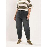 Yours Curve Barrel Leg 30 Jeans - Black