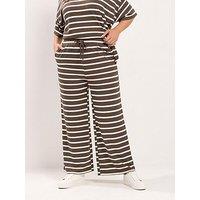 Yours Curve Stripe Tie Waist Trouser - Brown