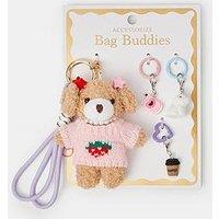 Accessorize Womens Socialite Dog Plush Charm Bag Buddy - Brown
