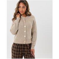 Threadbare Womens Chunky Rib Button-Through Cardigan - Brown